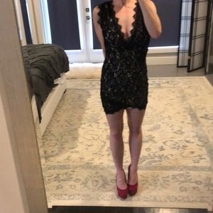 Black Lace Bodycon Mini Dress